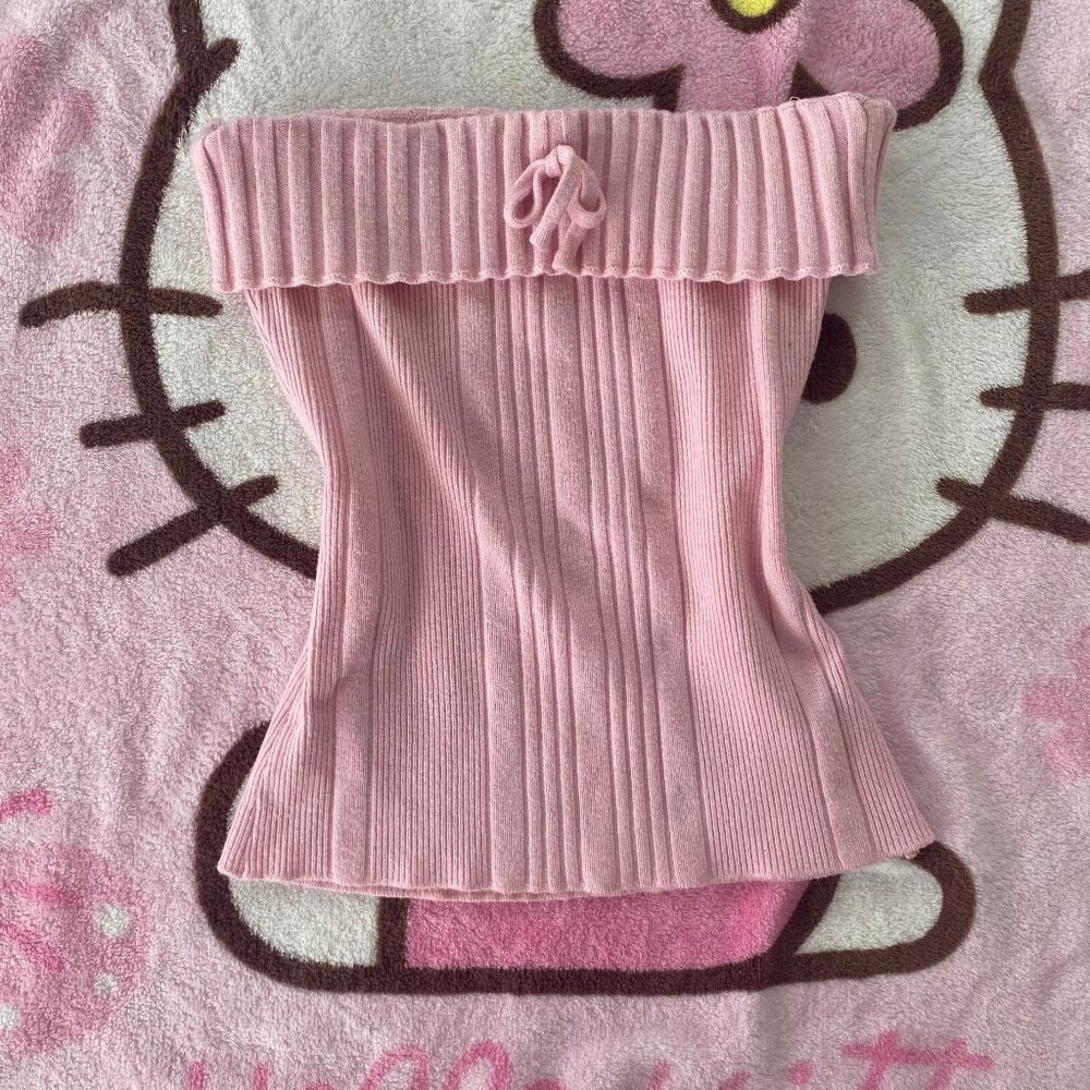 Pastel Pink Shein Crop Top w./ Bow